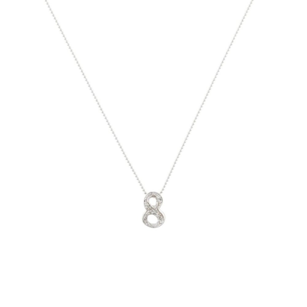 Alex Woo 14k White Gold & Diamond Little Icon Number 8 Necklace 16" EUC